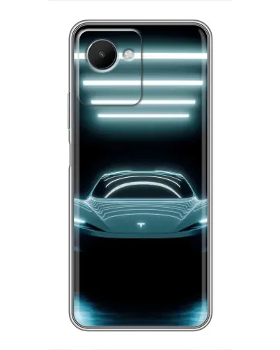 Чехол для Realme C30s с картинкой «Tesla в неоне»