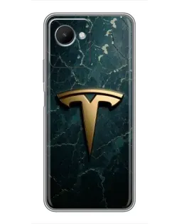 Чехол для Realme C30s с картинкой «Мраморная Tesla Gold»