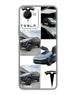 Чехол для Realme C30s с картинкой «Коллаж Cybertruck Tesla»
