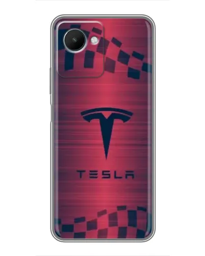 Чехол для Realme C30s с картинкой «Тесла красный карбон»