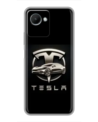 Чехол для Realme C30s с картинкой «Tesla — серебристое авто»