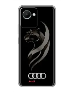 Чехол для Realme C30s с картинкой «Графика — пантера и Audi»
