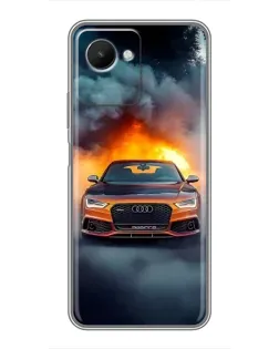 Чехол для Realme C30s с картинкой «Audi в огненном дыму»