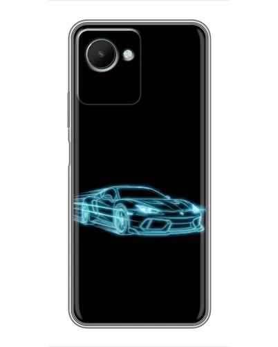 Чехол для Realme C30s с картинкой «Неоновый контур Lamborghini»