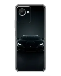Чехол для Realme C30s с картинкой «Черный Lamborghini Aventador»