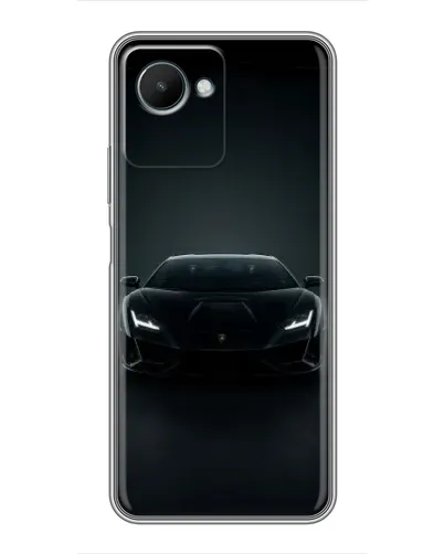 Чехол для Realme C30s с картинкой «Черный Lamborghini Aventador»