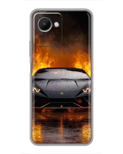 Чехол для Realme C30s с картинкой «Lamborghini в огне»