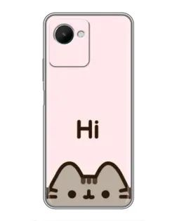 Чехол для Realme C30s с картинкой «Пушин говорит Hi»