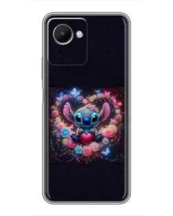 Чехол для Realme C30s с картинкой «Stitch в цветах»