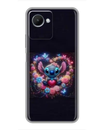 Чехол для Realme C30s с картинкой «Stitch в цветах»