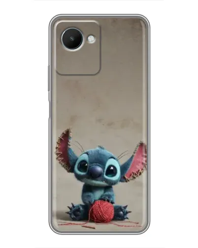 Чехол для Realme C30s с картинкой «Стич на коричневом фоне»
