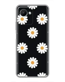 Чохол для Realme C30s з картинкою «Ромашки на чорному»
