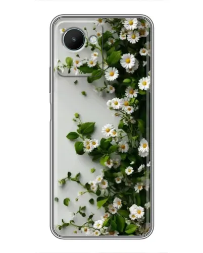 Чехол для Realme C30s с картинкой «Ветка мелких белых цветов»