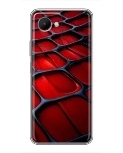 Чехол для Realme C30s с картинкой «Красная глянцевая сетка»