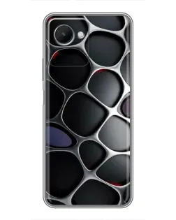 Чехол для Realme C30s с картинкой «Объемная темная решетка»