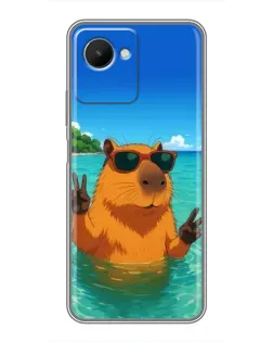 Чехол для Realme C30s с картинкой «Морская капибара»