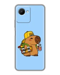 Чехол для Realme C30s с картинкой «Капибара на скейте»