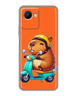 Чехол для Realme C30s с картинкой «Капибара на скутере»