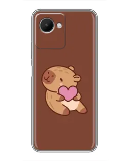Чехол для Realme C30s с картинкой «Капибара с сердцем»
