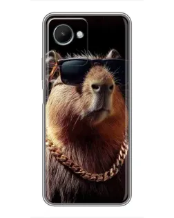 Чехол для Realme C30s с картинкой «Капибара золотая цепь»