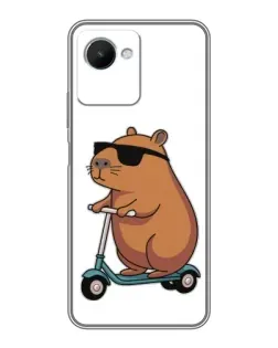 Чехол для Realme C30s с картинкой «Капибара на самокате»