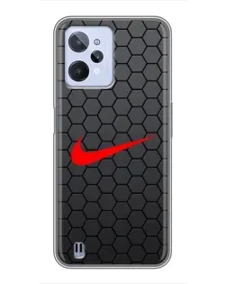 Чехол для Realme C31 с картинкой «Nike — карбоновая сетка»