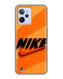Чехол для Realme C31 с картинкой «Оранжевый драйв Nike»