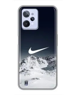 Чехол для Realme C31 с картинкой «Nike — зимние горы»