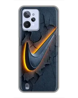 Чехол для Realme C31 с картинкой «Объемный логотип Найк»