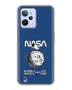 Чехол для Realme C31 с картинкой «NASA — лунная миссия»