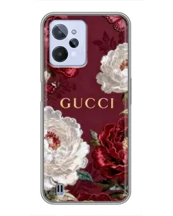 Чохол для Realme C31 з картинкою «Gucci — бордові троянди»