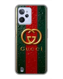 Чохол для Realme C31 з картинкою «Gucci — фірмова смуга та золото»