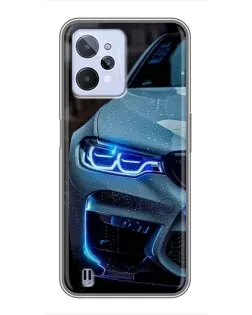 Чохол для Realme C31 з картинкою «Погляд BMW з синіми фарами»