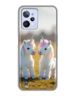 Чехол для Realme C31 с картинкой «Пара единорогов»