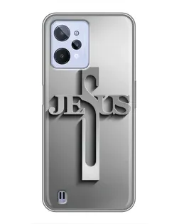 Чохол для Realme C31 з картинкою «Металевий хрест Jesus»