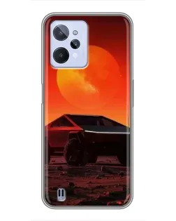 Чехол для Realme C31 с картинкой «Cybertruck на Марсе»