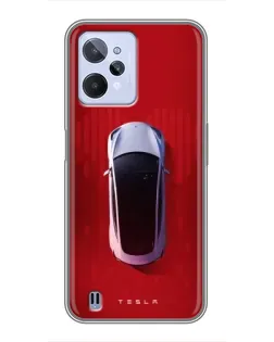 Чехол для Realme C31 с картинкой «Tesla Top View»