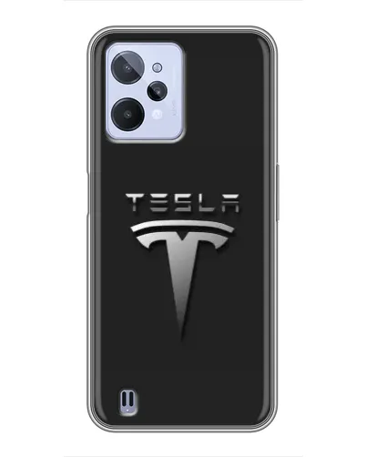 Чехол для Realme C31 с картинкой «Стальной логотип Tesla»