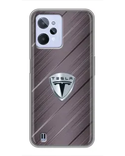 Чехол для Realme C31 с картинкой «Металлическая текстура Tesla»