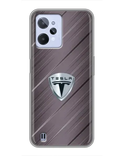 Чехол для Realme C31 с картинкой «Металлическая текстура Tesla»