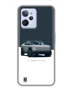 Чехол для Realme C31 с картинкой «Серебристый Cybertruck Tesla»