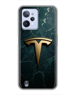 Чехол для Realme C31 с картинкой «Мраморная Tesla Gold»