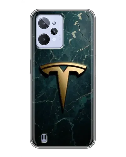 Чехол для Realme C31 с картинкой «Мраморная Tesla Gold»