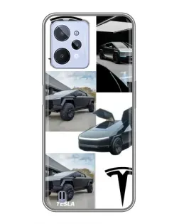 Чехол для Realme C31 с картинкой «Коллаж Cybertruck Tesla»