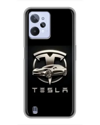 Чехол для Realme C31 с картинкой «Tesla — серебристое авто»