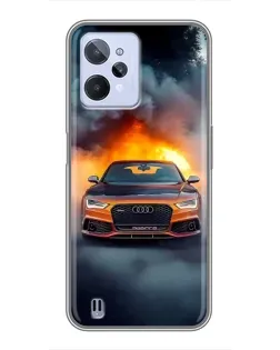 Чохол для Realme C31 з картинкою «Audi у вогняному диму»