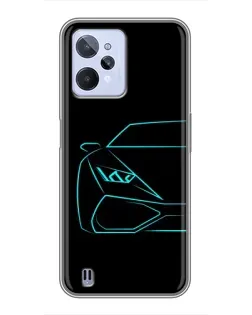 Чехол для Realme C31 с картинкой «Голубой силуэт Lamborghini»