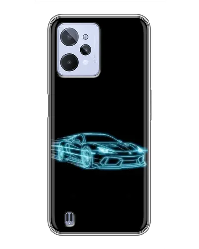 Чехол для Realme C31 с картинкой «Неоновый контур Lamborghini»