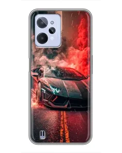 Чехол для Realme C31 с картинкой «Lamborghini красный дым»