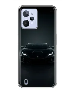 Чехол для Realme C31 с картинкой «Черный Lamborghini Aventador»